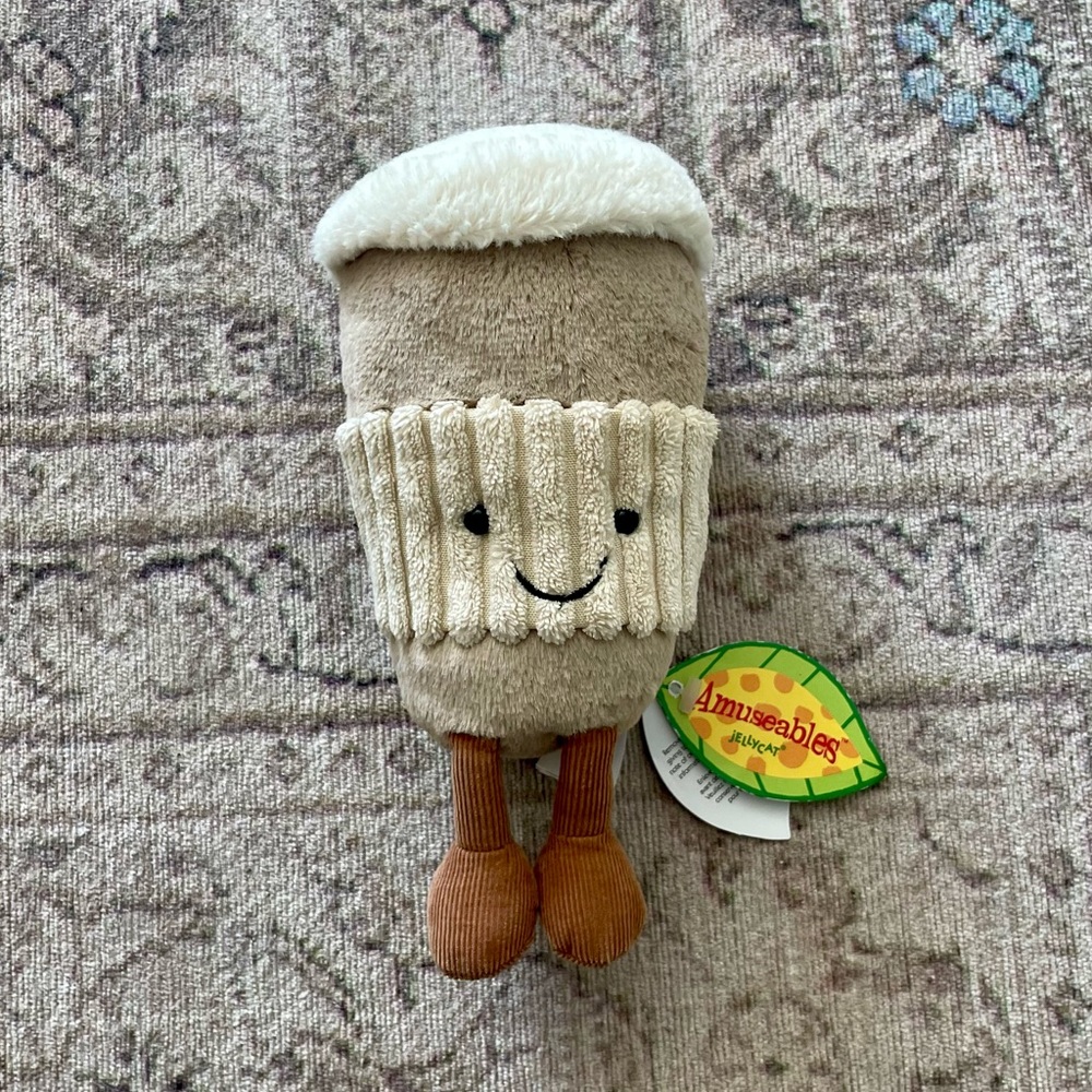 JellyCat Amuseables, Coffee To Go, Plush, Cup Lid & Sleeve, Original Tag